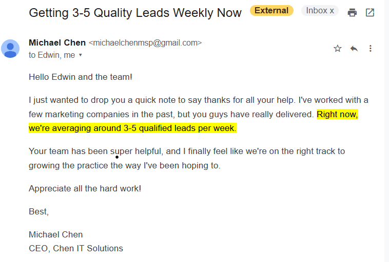 Client testimonial 1